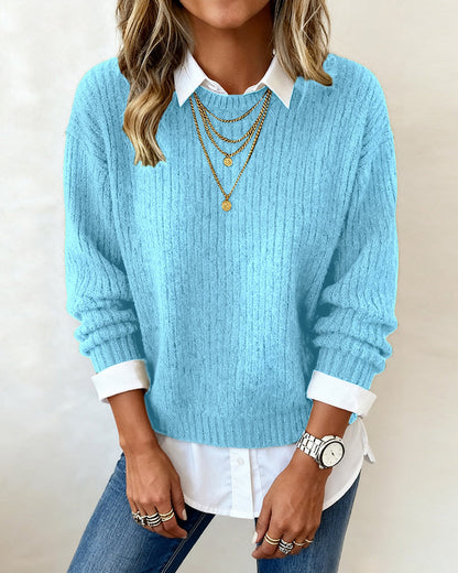 Kimberly – Layered Look Ribbed Knit Sweater
