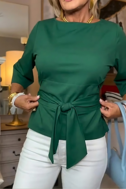 Jennifer – Belted Bow Waist Top