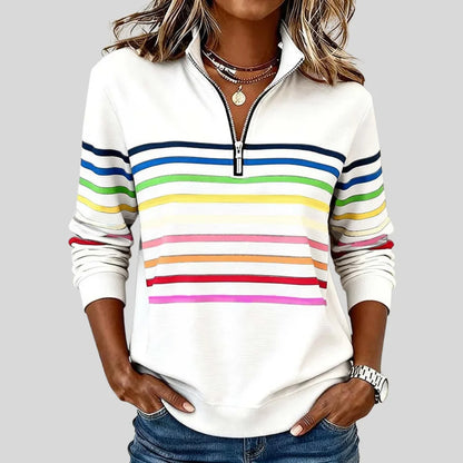 Teresa – Striped Quarter-Zip Sweatshirt