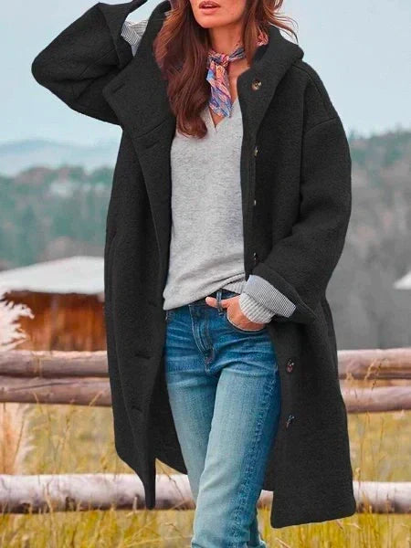 Kelly – Hooded Button-Front Longline Coat