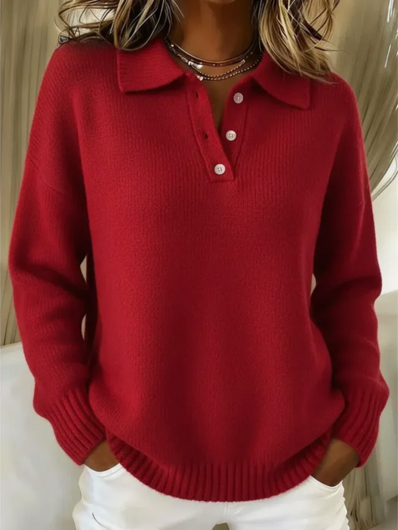 Kathryn – Cozy Knit Polo Collar Sweater