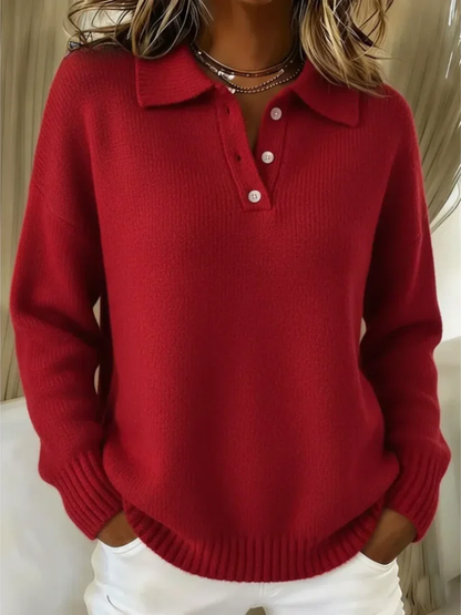 Kathryn – Cozy Knit Polo Collar Sweater