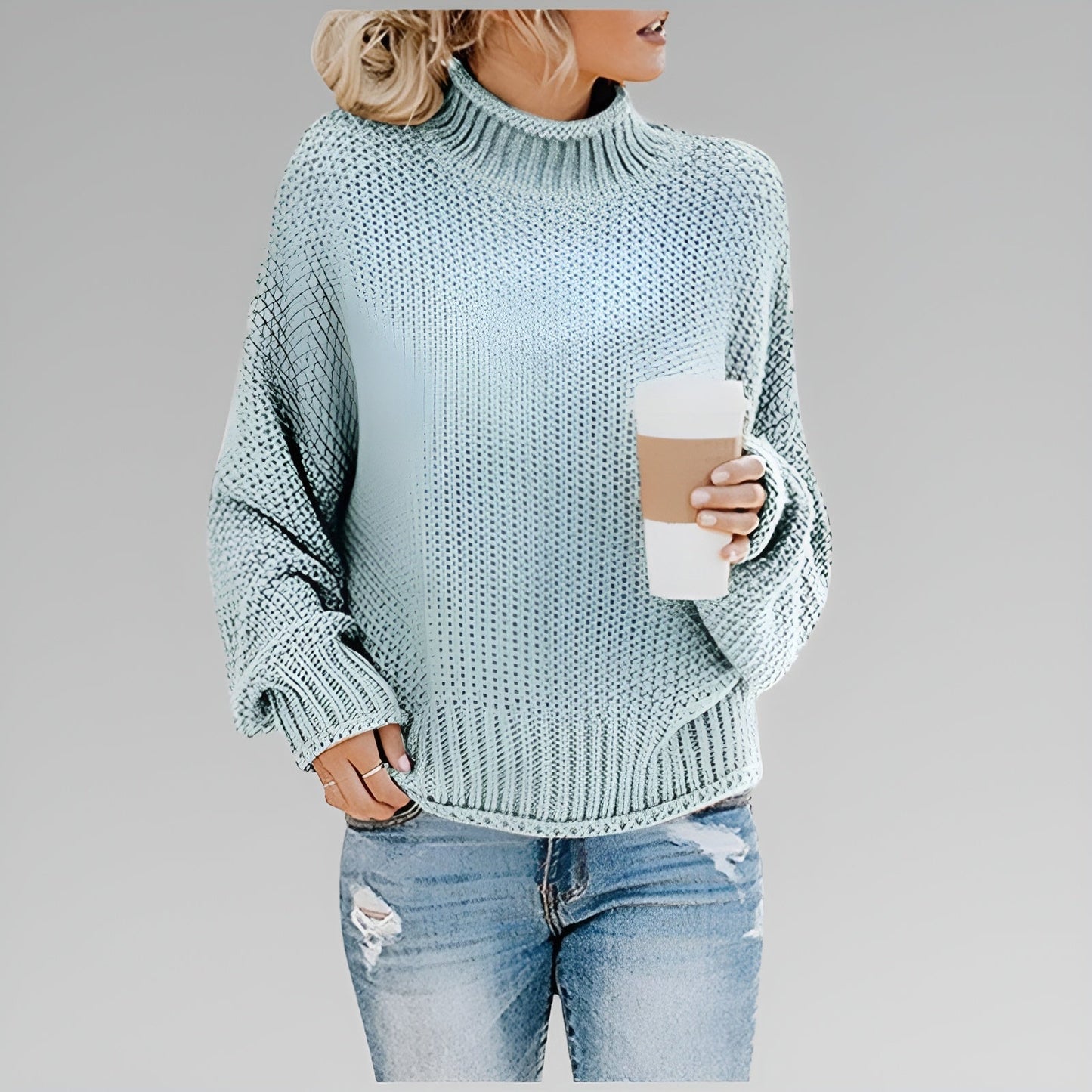 Wanda – Relaxed Mock Neck Knit Sweater
