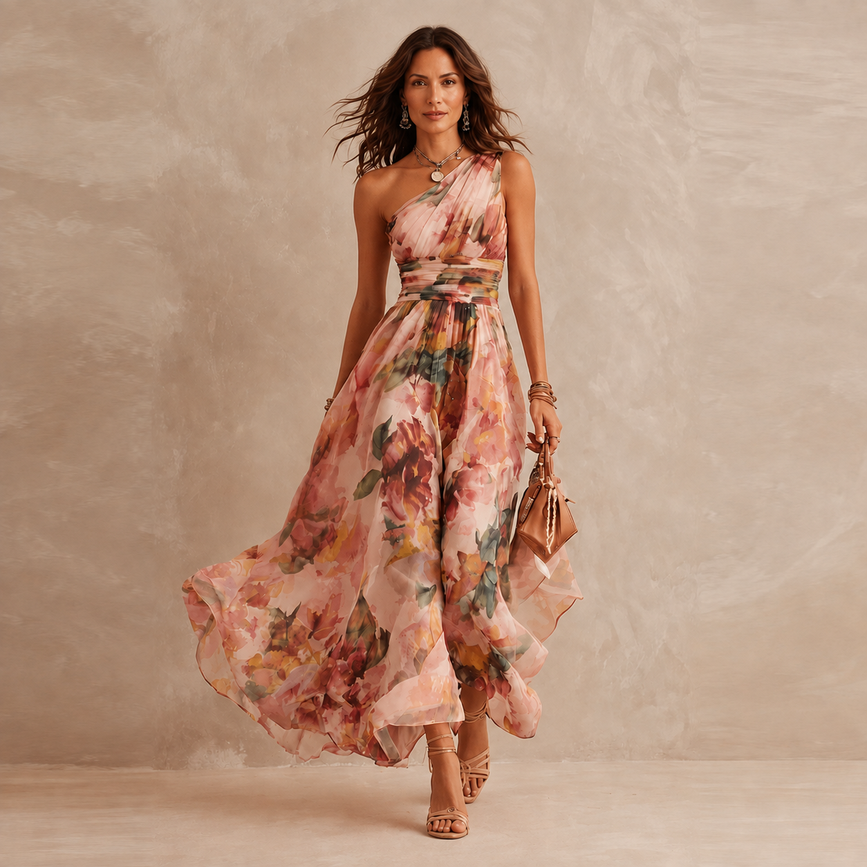 Julie – One-Shoulder Floral Maxi Dress