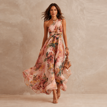 Julie – One-Shoulder Floral Maxi Dress