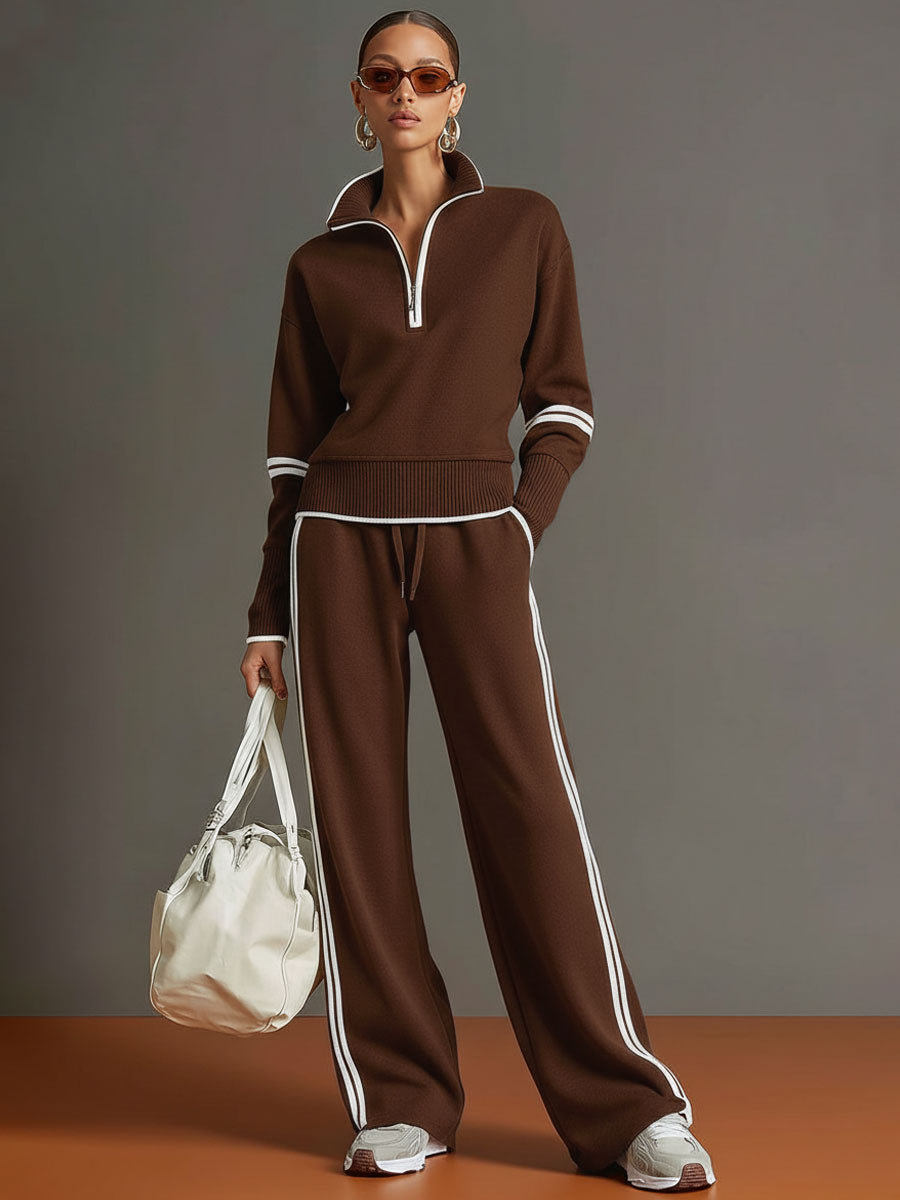 Wendy – Quarter-Zip Sweatshirt and Wide-Leg Set