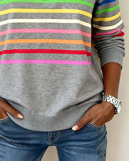 Lori – Quarter-Zip Striped Casual Sweatshirt