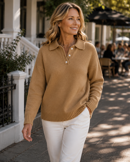 Kathryn – Cozy Knit Polo Collar Sweater