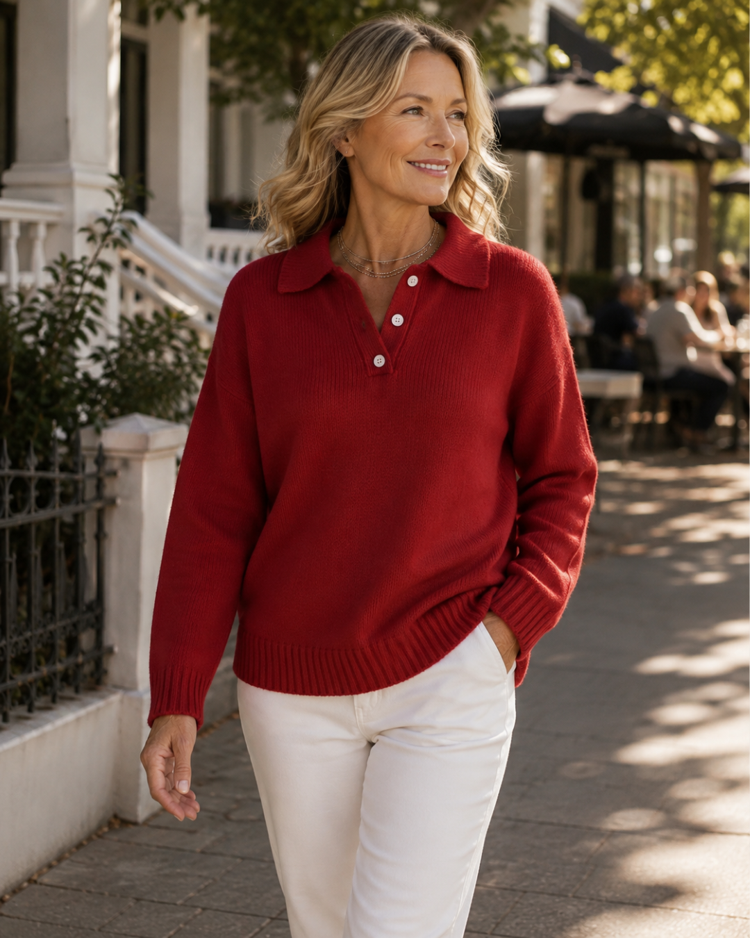 Kathryn – Cozy Knit Polo Collar Sweater