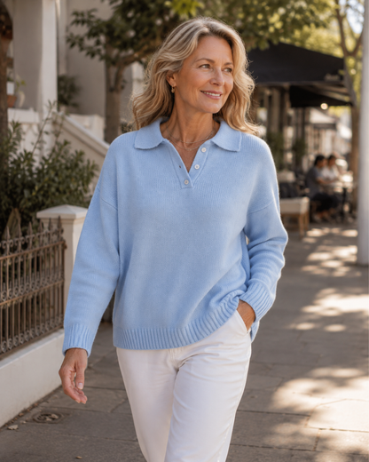 Kathryn – Cozy Knit Polo Collar Sweater