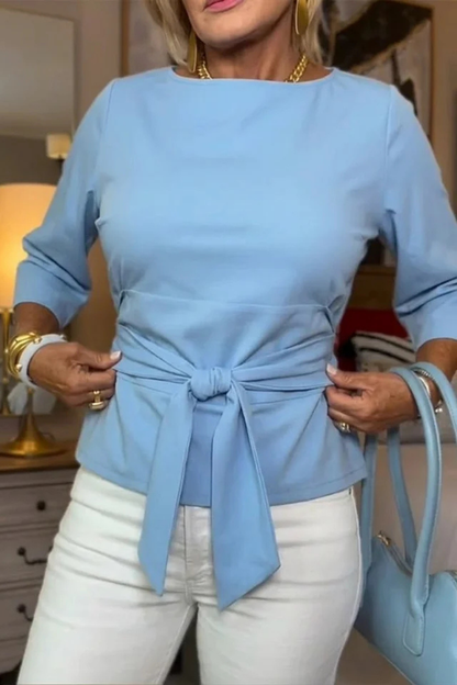 Jennifer – Belted Bow Waist Top