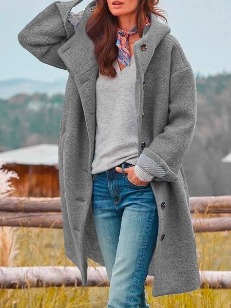 Kelly – Hooded Button-Front Longline Coat