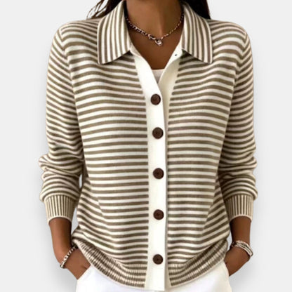 Teresa – Striped Button-Front Cardigan