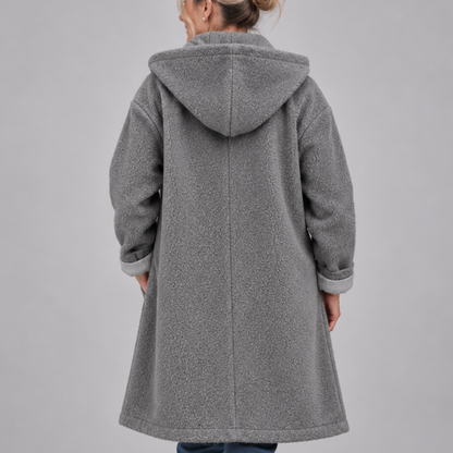 Rebecca – Hooded Button-Front Textured Coat
