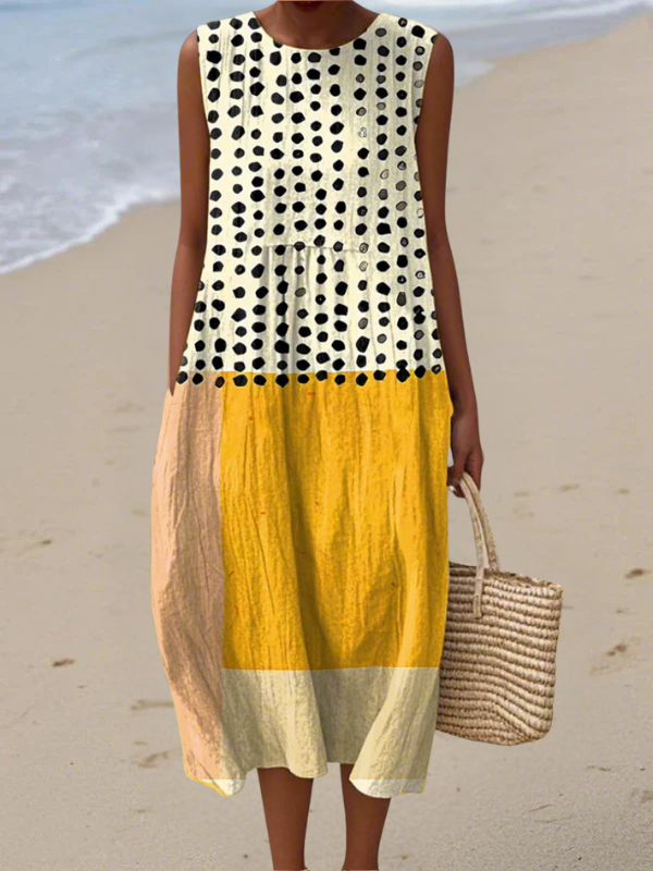 Wilda | Polka Colourblock Midi Dress
