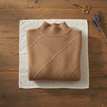 Janelle – Diamond Knit Mock Neck Sweater