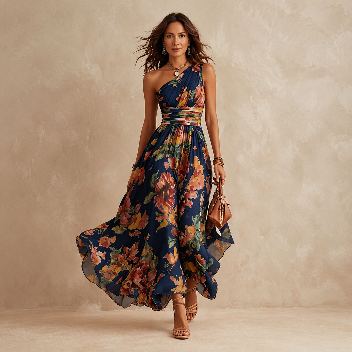 Julie – One-Shoulder Floral Maxi Dress