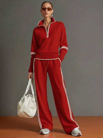 Wendy – Quarter-Zip Sweatshirt and Wide-Leg Set