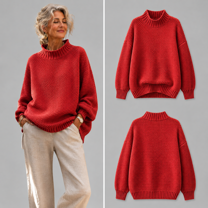 Shirley – Relaxed Mock Neck Knit Sweater