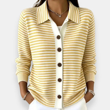 Teresa – Striped Button-Front Cardigan