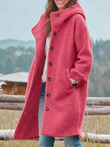Kelly – Hooded Button-Front Longline Coat
