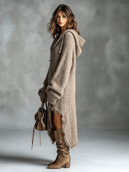 Christina – Hooded Oversized Knit Midi Dress
