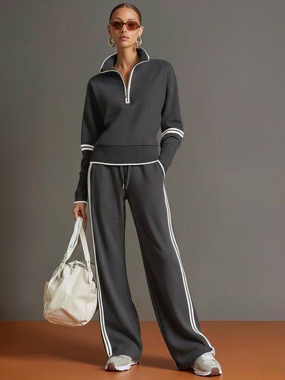 Wendy – Quarter-Zip Sweatshirt and Wide-Leg Set
