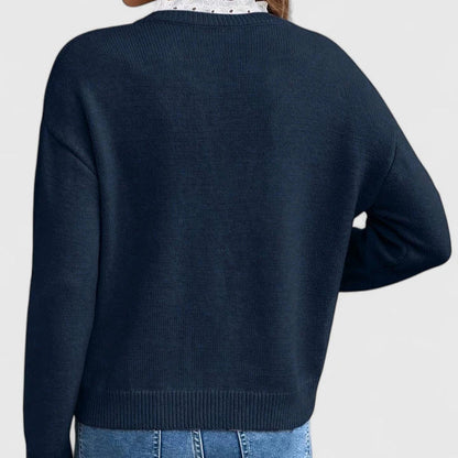 Georgette – Lace-Trim V-Neck Knit Sweater