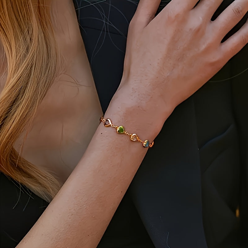 Sarah – Heart Crystal Link Bracelet