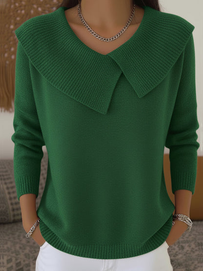 Frances – Fold-Over Collar Knit Sweater