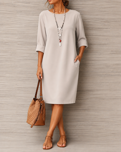 Connie – Relaxed Midi Dress with Pockets