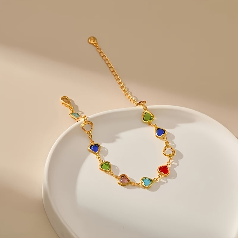 Sarah – Heart Crystal Link Bracelet