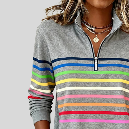 Jacqueline – Striped Quarter-Zip Sweatshirt