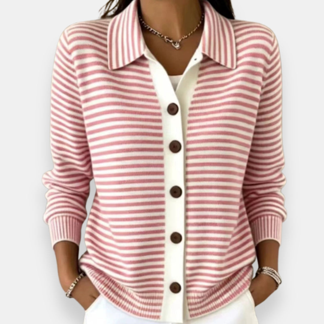 Teresa – Striped Button-Front Cardigan