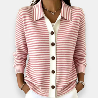 Teresa – Striped Button-Front Cardigan
