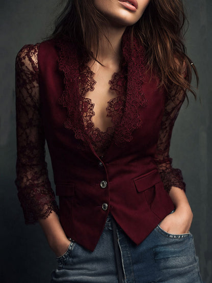 Norma – Lace-Sleeve Structured Blazer