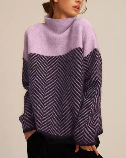 Rhonda – Herringbone Turtleneck Sweater