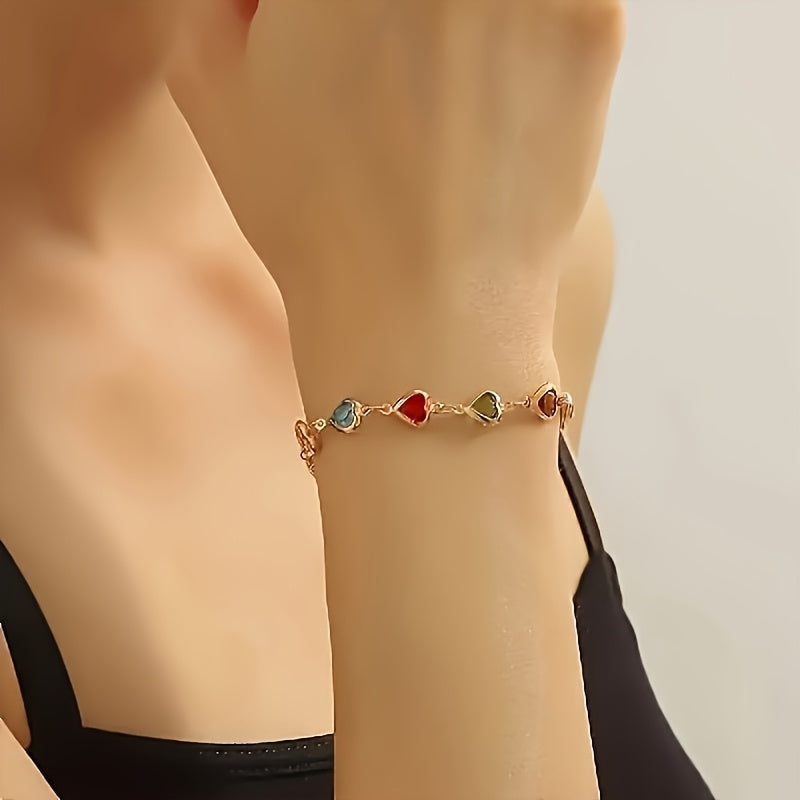 Sarah – Heart Crystal Link Bracelet