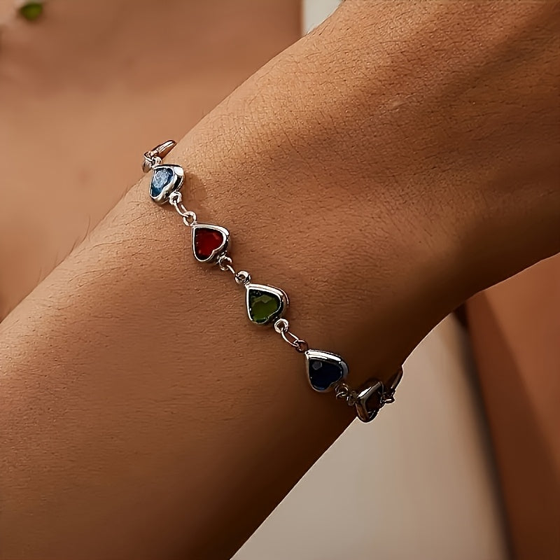 Sarah – Heart Crystal Link Bracelet