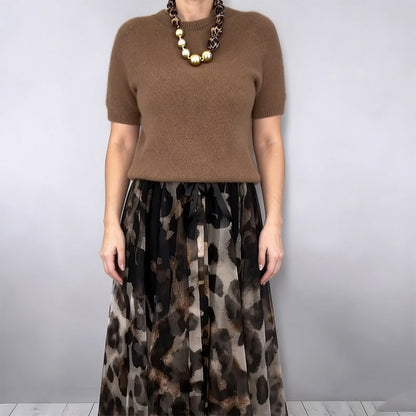 Precious | Leopard Flowy Skirt and Sweater Set