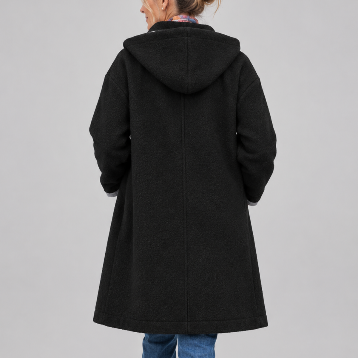 Rebecca – Hooded Button-Front Textured Coat