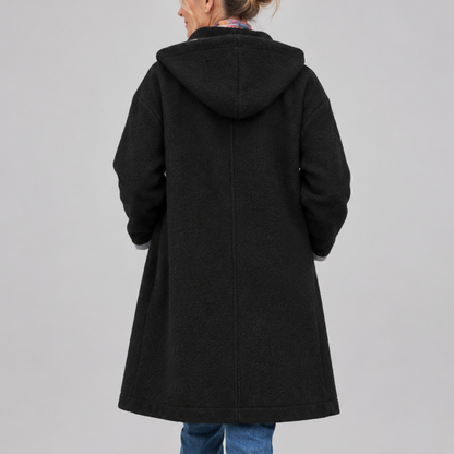Rebecca – Hooded Button-Front Textured Coat