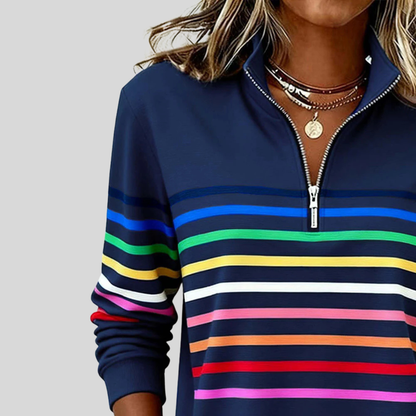 Jacqueline – Striped Quarter-Zip Sweatshirt