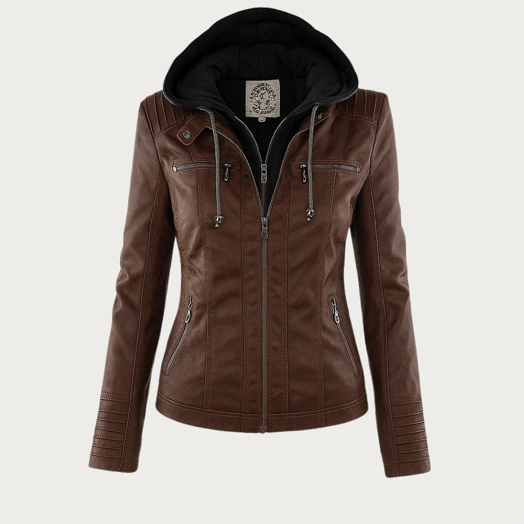Constance – Hooded Moto-Style Fitted Jacket