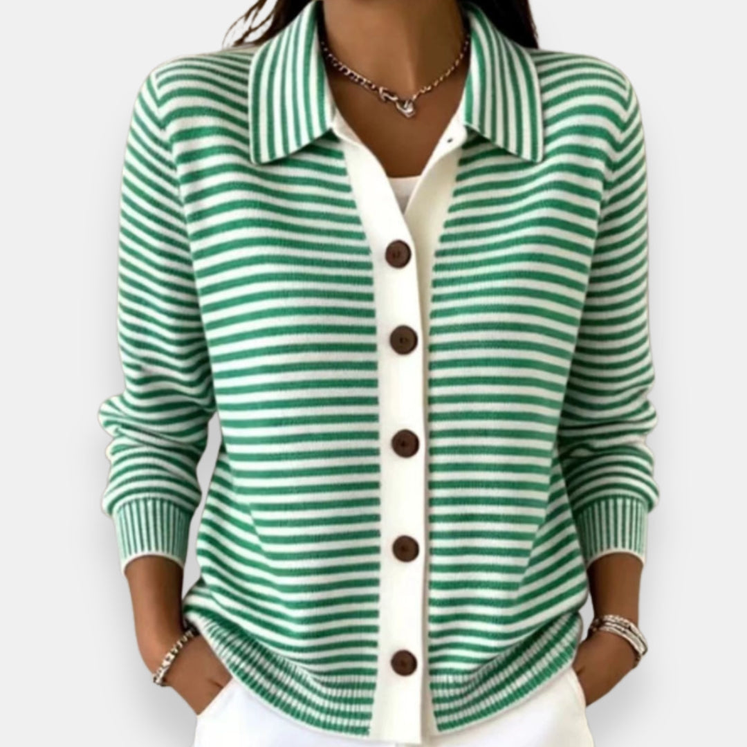 Teresa – Striped Button-Front Cardigan