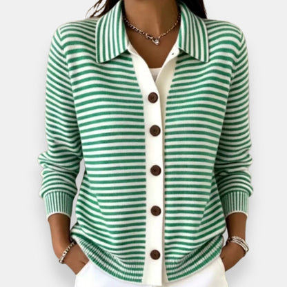Teresa – Striped Button-Front Cardigan