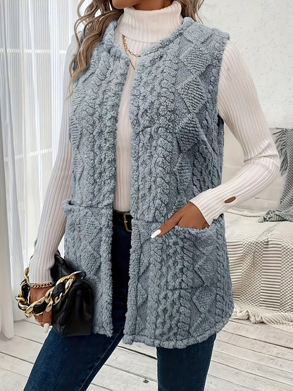 Joanne – Longline Textured Sleeveless Vest