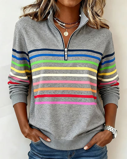 Lori – Quarter-Zip Striped Casual Sweatshirt