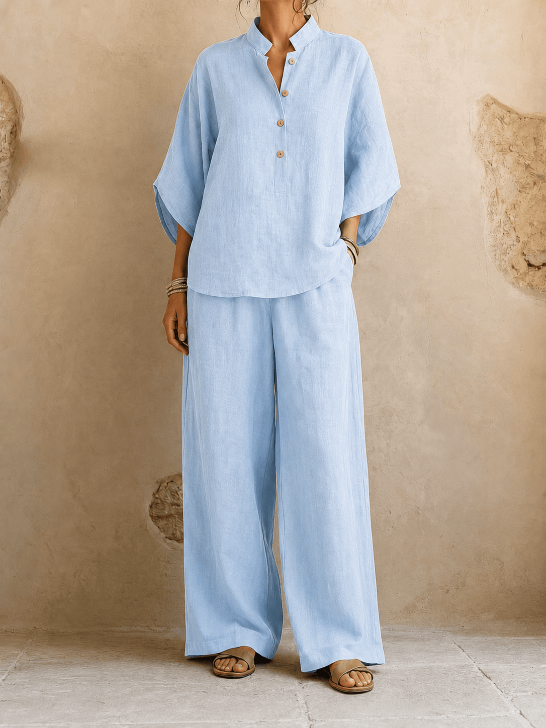 Jeanette – Batwing Top and Wide-Leg Pants Set