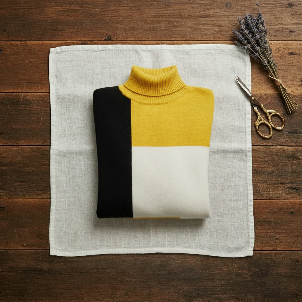 Melinda – Colour-block Turtleneck Knit Sweater